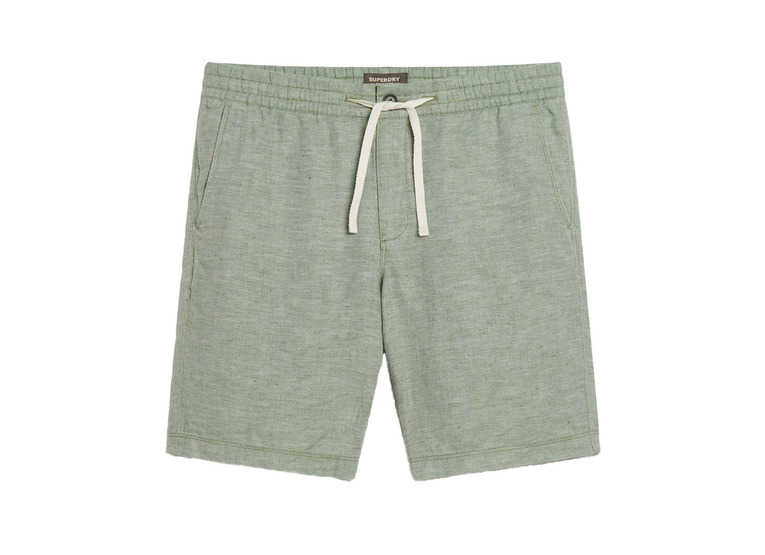 Superdry linnen short met trekkoord sage green heren