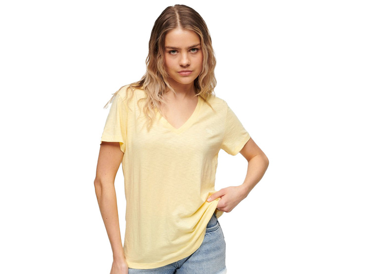 Superdry T-shirt met V-hals pale yellow dames