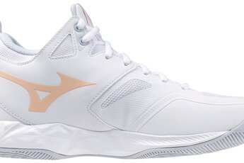 Mizuno Wave Dimension MID indoorschoen wit/peach parfait dames