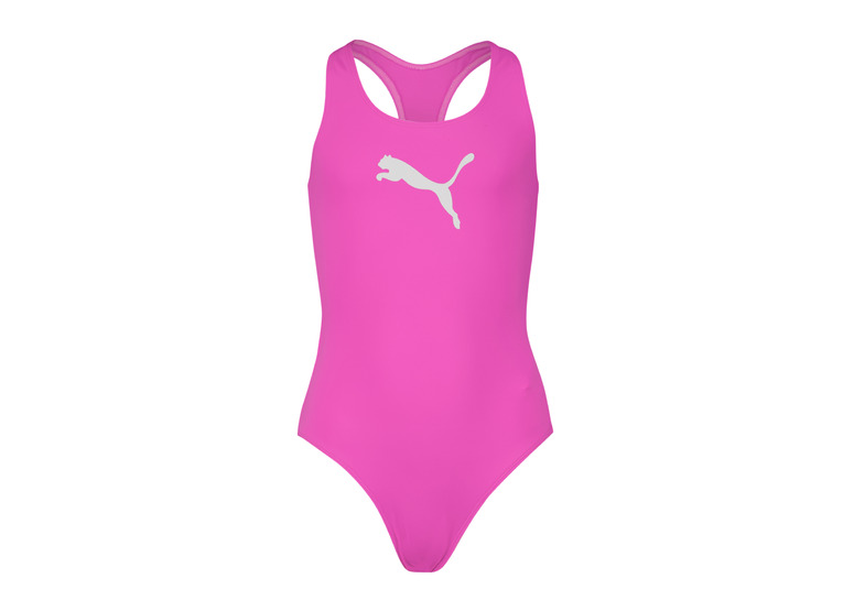 Puma swim racerback badpak fluo pink meisjes