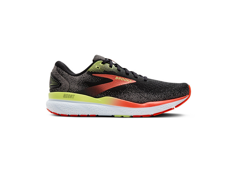 Brooks Ghost 16 loopschoen zwart/mandarin rood/groen heren