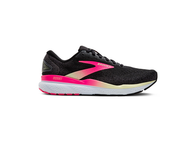 Brooks Ghost 16 loopschoen zwart/roze/geel dames