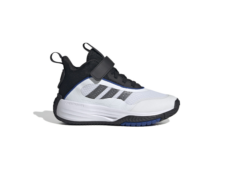 Adidas OwnTheGame 3.0 basketbalschoen wit/zwart/blauw KIDS