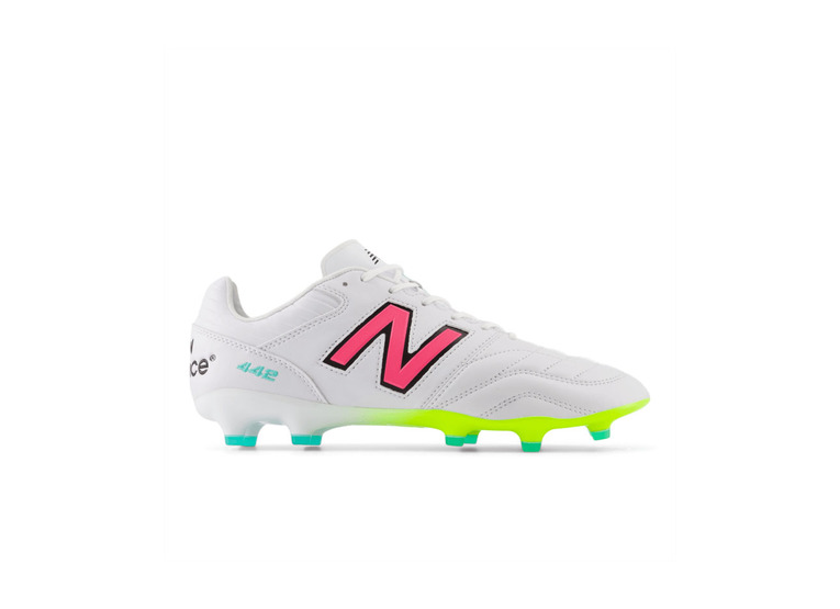 New Balance 442 Pro FG V2 voetbalschoen wit/hi-lite/neon pink