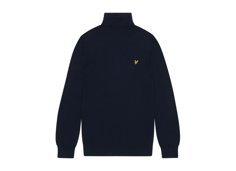 Lyle & Scott cotton merino turtleneck jumper navy heren