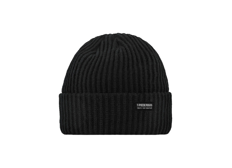 Poederbaas Royal rib beanie zwart unisex