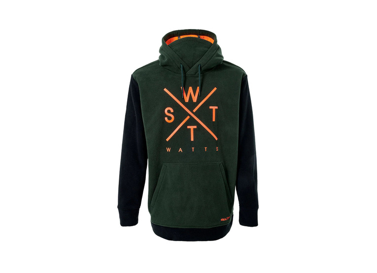 Watts X-Track fleece hoodie donkergroen/fluo oranje heren