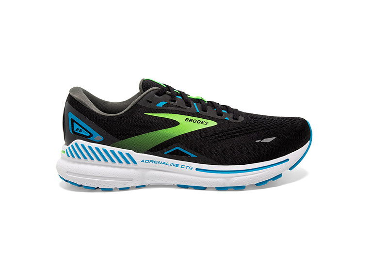 Brooks Adrenaline GTS 23 loopschoen zwart/hawaiian ocean/groen heren