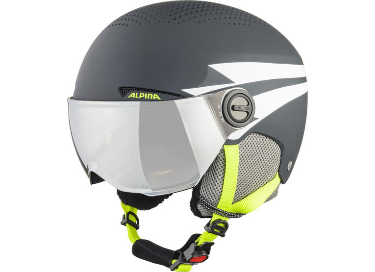 Alpina Zupo Visor Q-lite skihelm charcoal neon mat KIDS