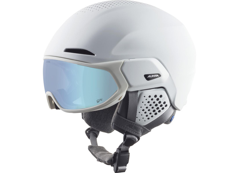 Alpina Alto QV skihelm met vizier mat wit/ice blue unisex