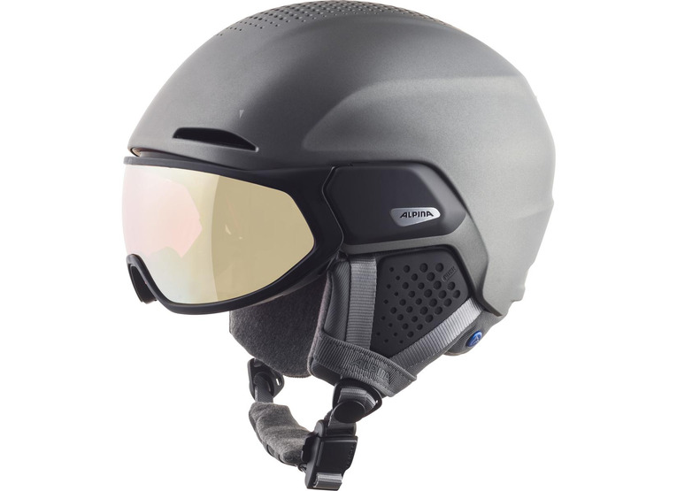 Alpina Alto QV skihelm met vizier gun metal mattwit/zilver unisex