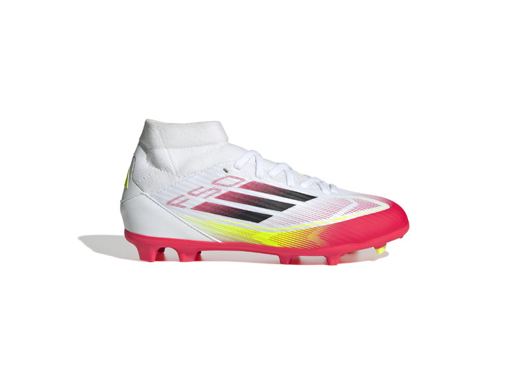 Adidas F50 League Mid MG Voetbalschoen wit/zwart/solar yellow KIDS