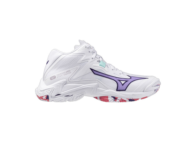 Mizuno Wave Lightning Z8 Mid volleybalschoen wit/violet indigo/camelliaRos dames