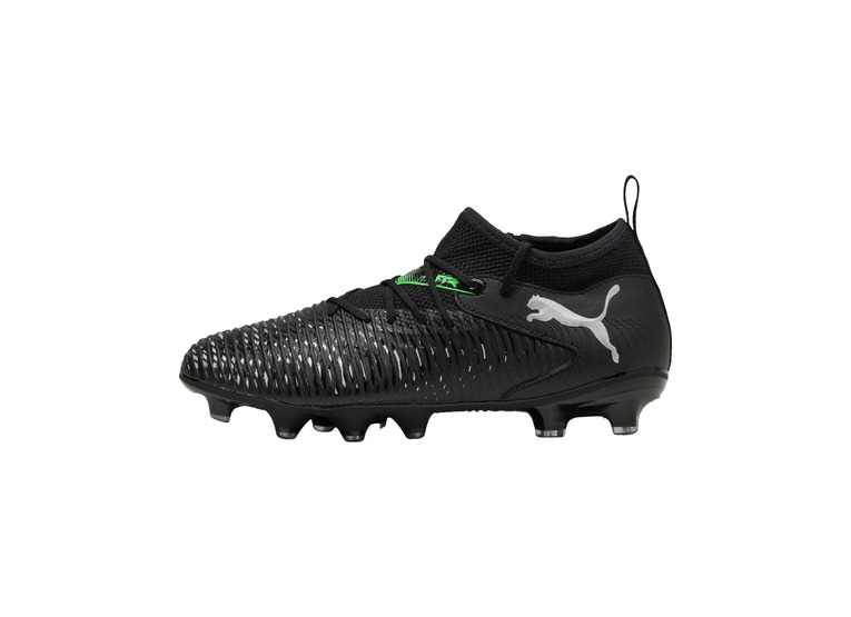 Puma Future 8 Match FG/AG voetbalschoen zwart/grijs/fluo groen KIDS