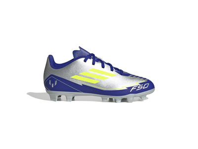 Adidas F50 Club Messi FG/MG voetbalschoen silver metallic/solar yellow/lucid blue KIDS