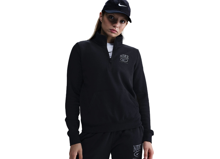 Nike Sportswear Club Fleece 1/2 zip sweatshirt zwart dames