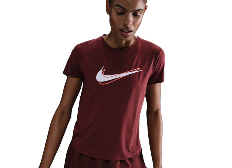 Nike One Swoosh Dri-FIT hardlooptop dark team red dames