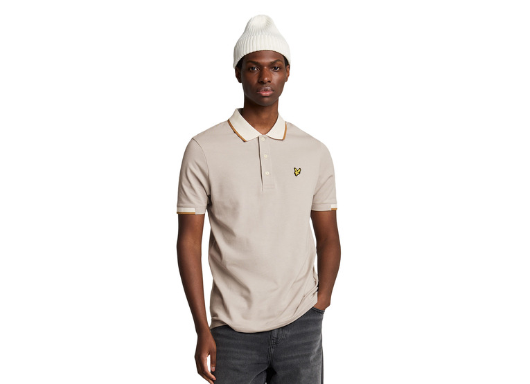 Lyle & Scott half tipped polo shirt pale grey heren